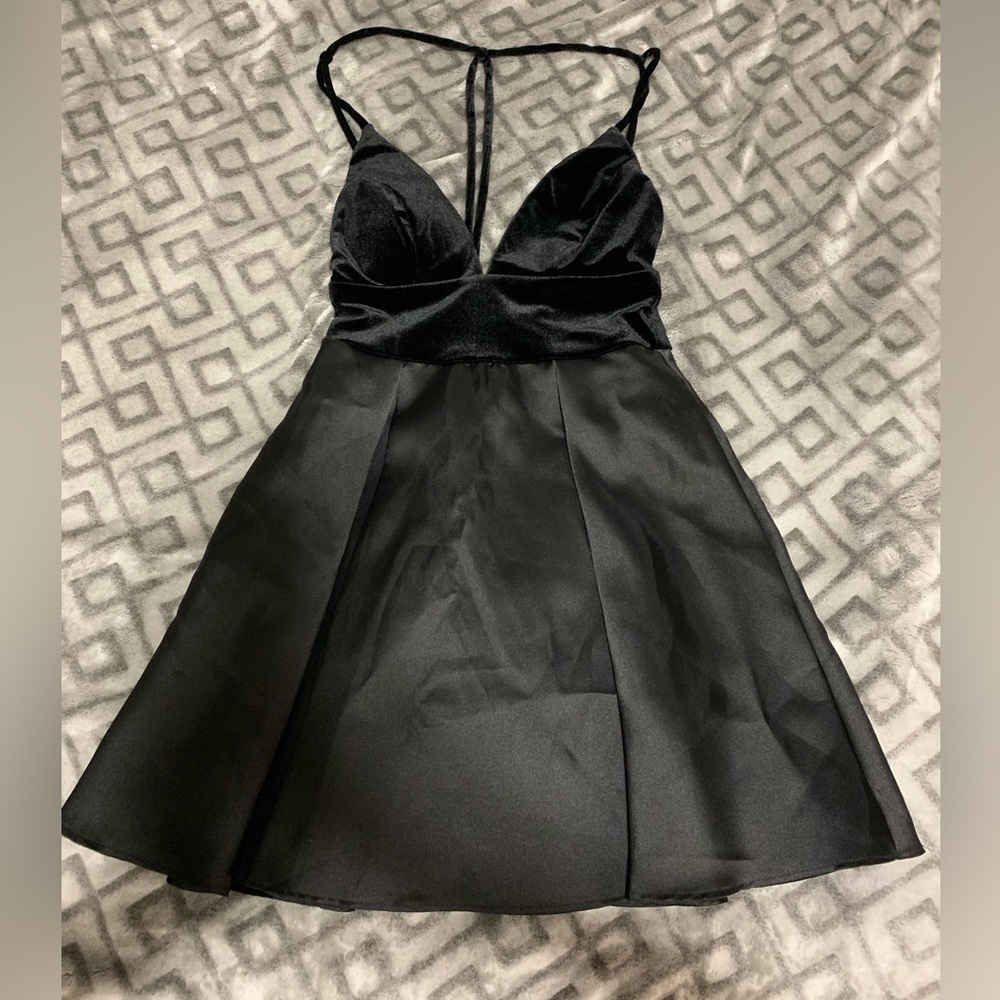 Windsor black satin and velvet dress